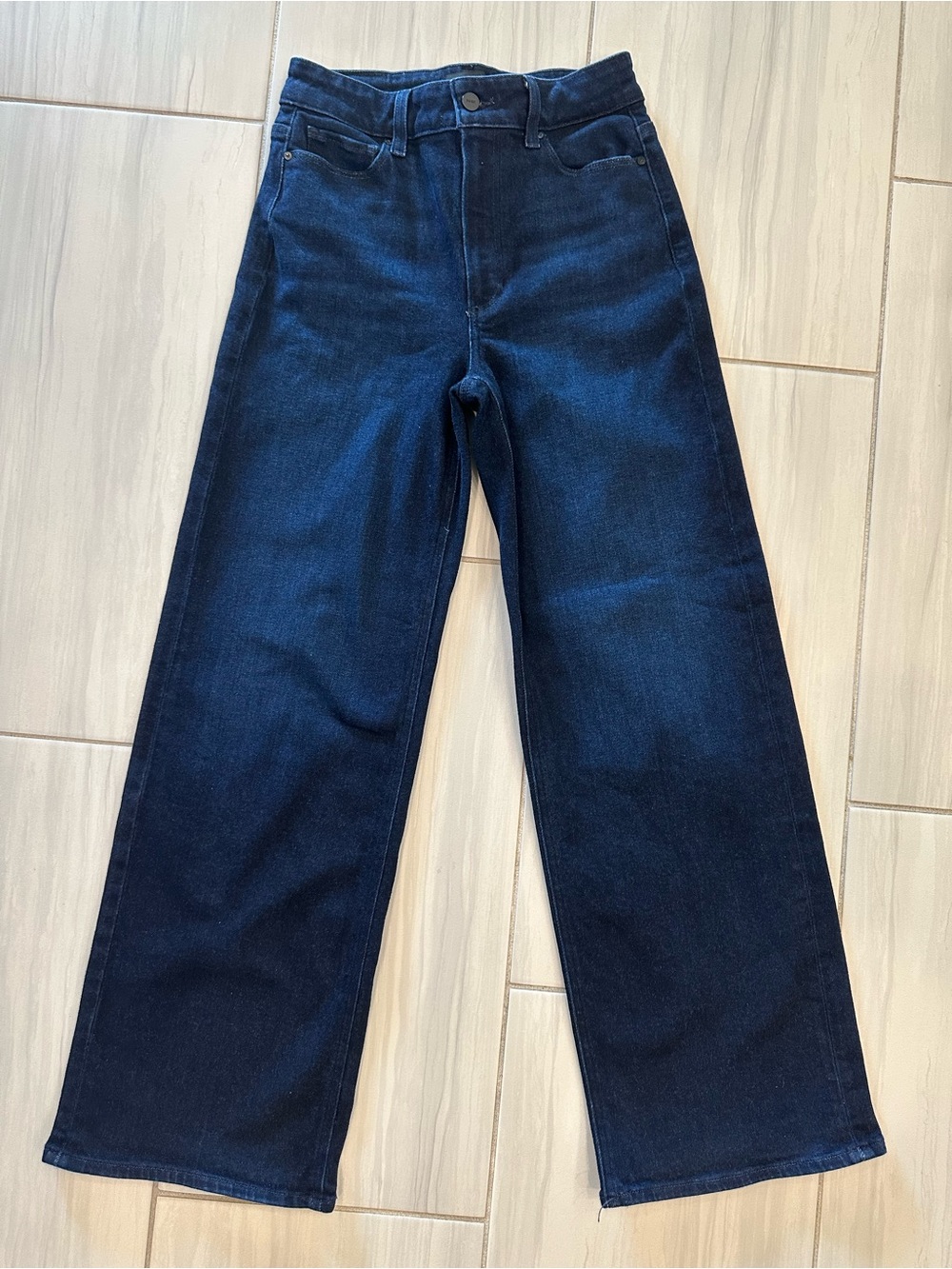 Like New PAIGE Anessa Dark Indigo High-Rise Wide-leg Jeans - Women’s size 27 - Picture 2 of 6